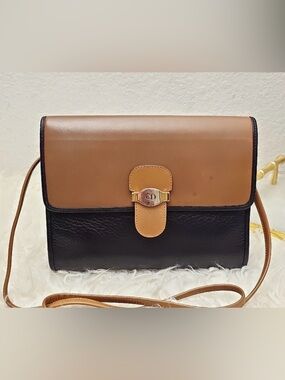 Christian Dior ☀️🌱Two-Tone Brown & Black Leather Crossbody Bag -EUC